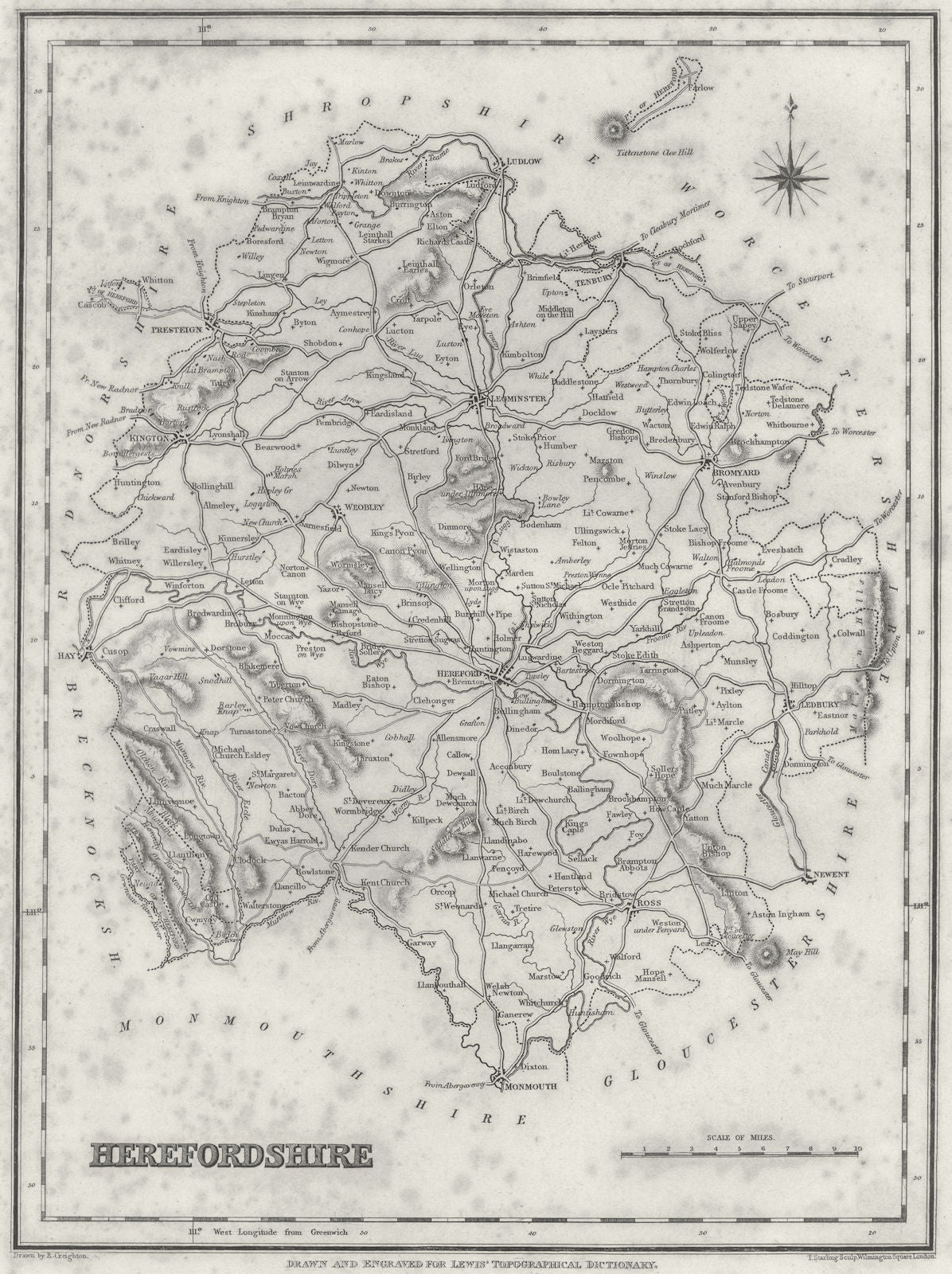 HEREFORD. Herefordshire. Lewis 1831 old antique vintage map plan chart